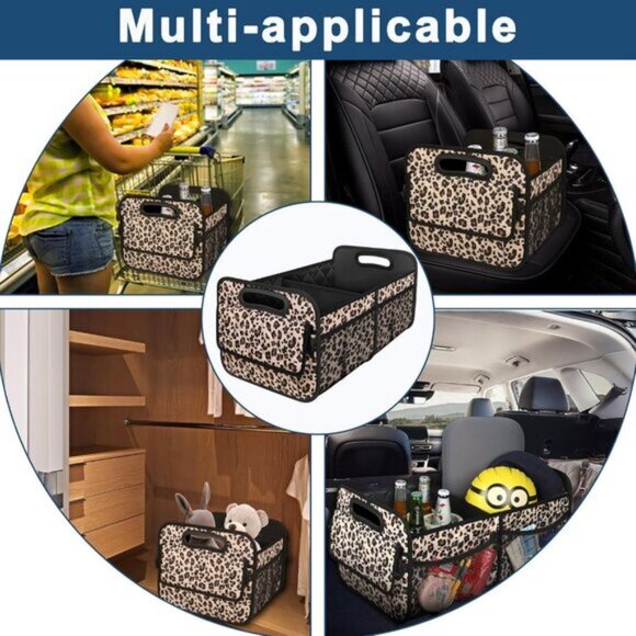 🆕Men Leopard Print Car Organizer Storage with 6 Pocket Accessoriesizer Trunk - Picture 9 of 9